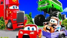 儿童动画：激情碰撞！看大小麦昆马特如何与巴士曼卡车一决高下！