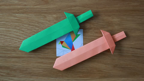 手工折纸,教你轻松学会宝剑的折法,剑折纸教程