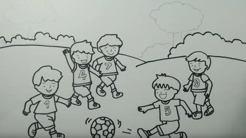 美术足球赛画简笔图片