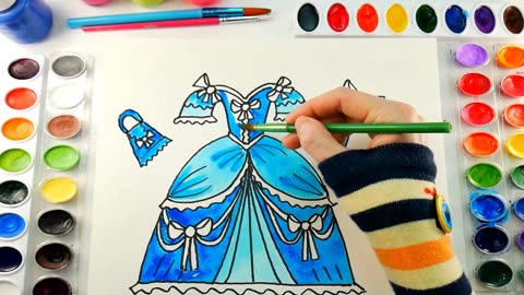 迪士尼公主裙儿童绘画