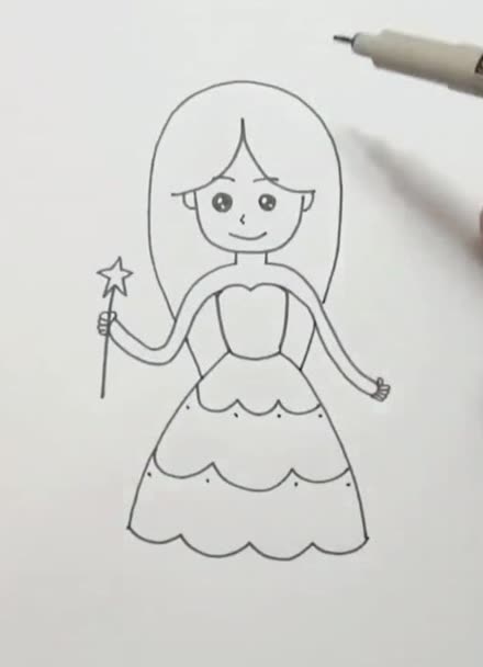 简笔画 画个美丽的小公主,从人字头发开始画起会好画一些