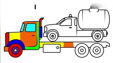 趣味簡筆畫:大卡車運送小汽車