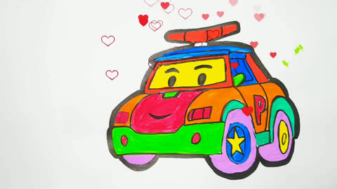 闪电麦昆玩具教你绘画小汽车认识颜色