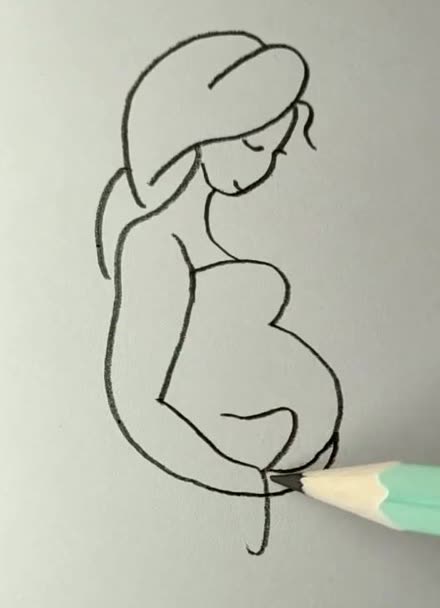 怀孕妈妈简笔画图片