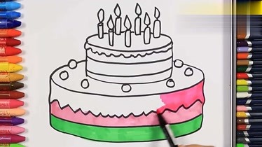 双层蛋糕简笔画颜色图片