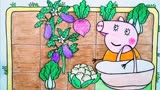 定格动画：菜园里的菜熟了，佩奇帮着猪妈妈一起摘菜#小猪佩奇