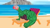 绿巨人 超人 沙赞 蜘蛛侠沙滩度假