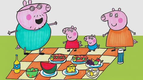绘本故事 小猪佩奇一家在夏日里出去野餐