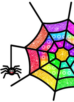 教宝宝学画画涂颜色 画彩色的蜘蛛网