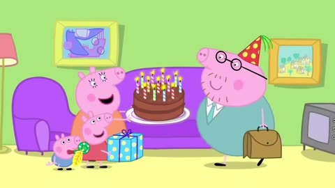 小猪佩奇和乔治还有猪妈妈给猪爸爸过生日