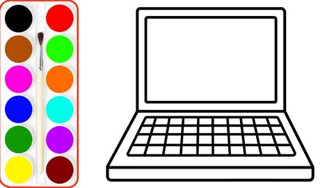 簡筆畫畫筆記本電腦和手機等,邊塗色邊學習顏色,繪畫教程