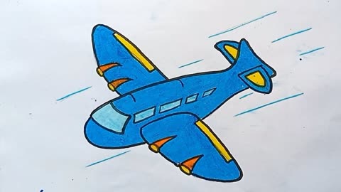 【kids绘画艺术】教孩子画飞机,填色艺术,动手能力培养