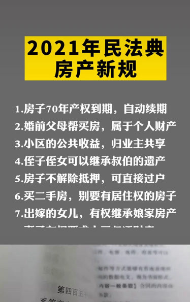 2021年生效的民法典关于房产方面的法律问题还是很重要的你最关心哪一