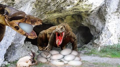 当科莫多巨蜥遭遇五米长巨蟒,它能否逃脱魔爪呢?