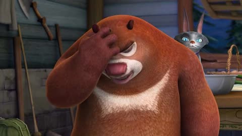 熊大捂着脸很无奈的样子,是不是熊二做错了什么呢