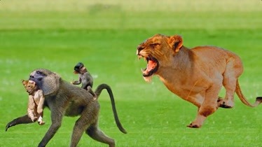 猴子偷袭狮子搞笑图片图片