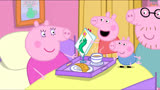 小猪佩奇：猪妈妈吃完早餐，爸爸在准备蛋糕，佩奇让妈妈去客厅