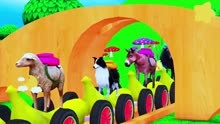 小猴子用香蕉车送小动物们回家公牛驴狗羊奶牛