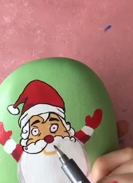 圣诞老人石头画视频教程