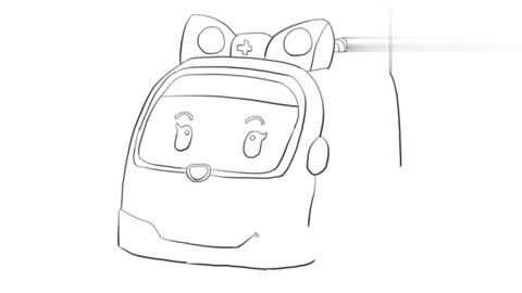 变形警车珀利之可爱的救护车安巴儿童卡通简笔画