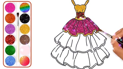儿童画画:如何涂色漂亮公主裙?