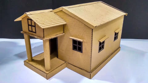 如何用纸板制作一个美丽的房子,简单的手工别墅教程!