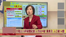 台湾名嘴：大陆2019年破双纪录，人均GDP破1万美元