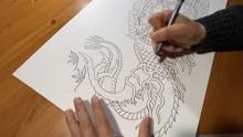 中国龙 纹身手稿 线稿 手绘 过程
