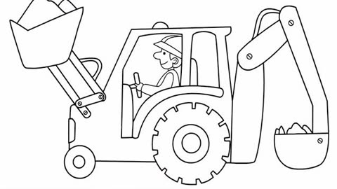 绘画铲车挖掘机连体