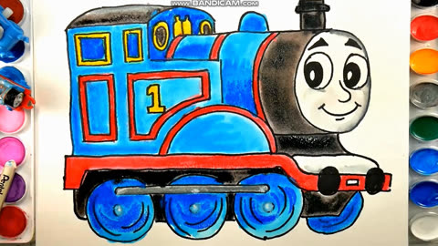 亲子学习绘画及涂鸦绘画托马斯小火车