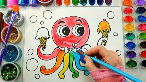 可爱的卡通小章鱼儿童画
