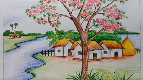 创意diy儿童绘画如何教孩子轻松画出春天的风景