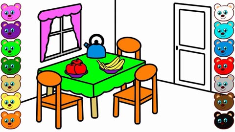 饭桌简笔画 彩色图片