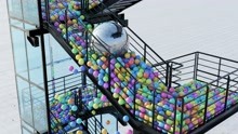 楼梯上的彩色小球 | Blendr 动力学模拟