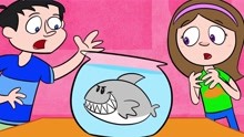 女孩养了一条鲨鱼，鲨鱼尾巴很小，女孩为鲨鱼穿上美人鱼的鱼尾