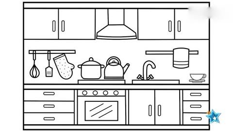 厨房简笔画 简单图片