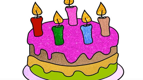 生日蛋糕简笔画涂色图片