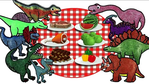 儿童趣味绘画:投喂侏罗纪恐龙2,剑龙喜欢吃什么呢?好期待!