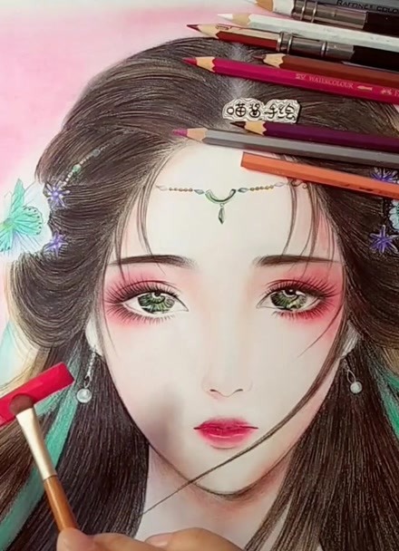 手繪古風桃花妝,最美妝容