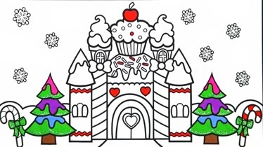 儿童益智绘画教学《甜美的糖果城堡》