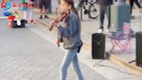 国外萝莉街头小提琴演奏速7《see you again》这是真的享受音乐