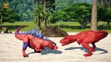 侏罗纪世界动画：新霸王龙vs哥斯拉，侏罗纪公园恐龙战斗